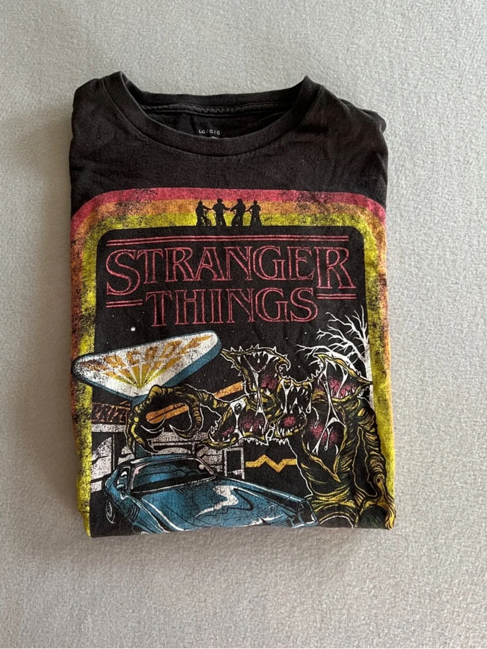 Netflix Stranger Things Black Tee with Multicolor Graphic - Picture 1 of 4